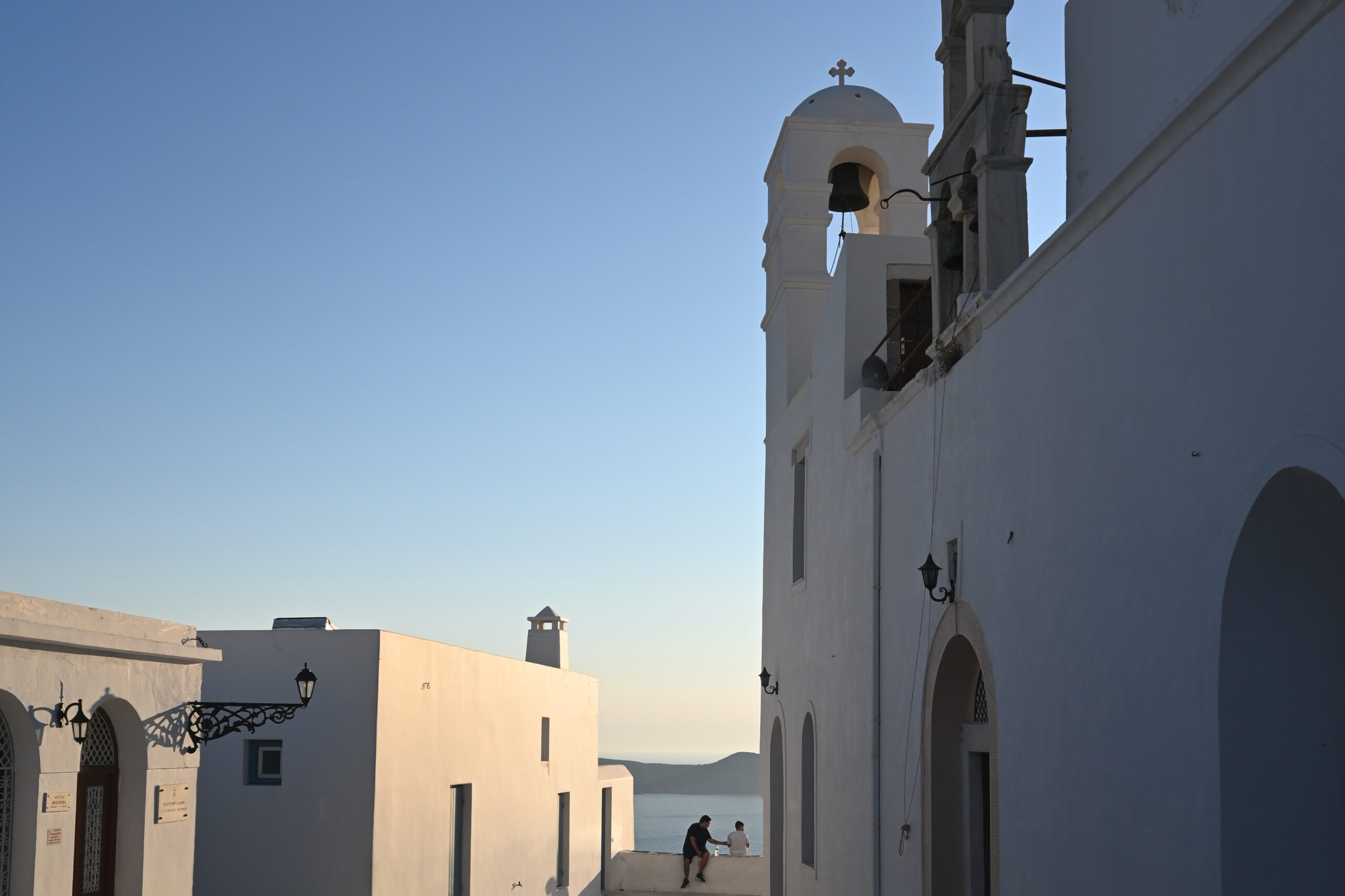 Plaka in Milos at sunset.