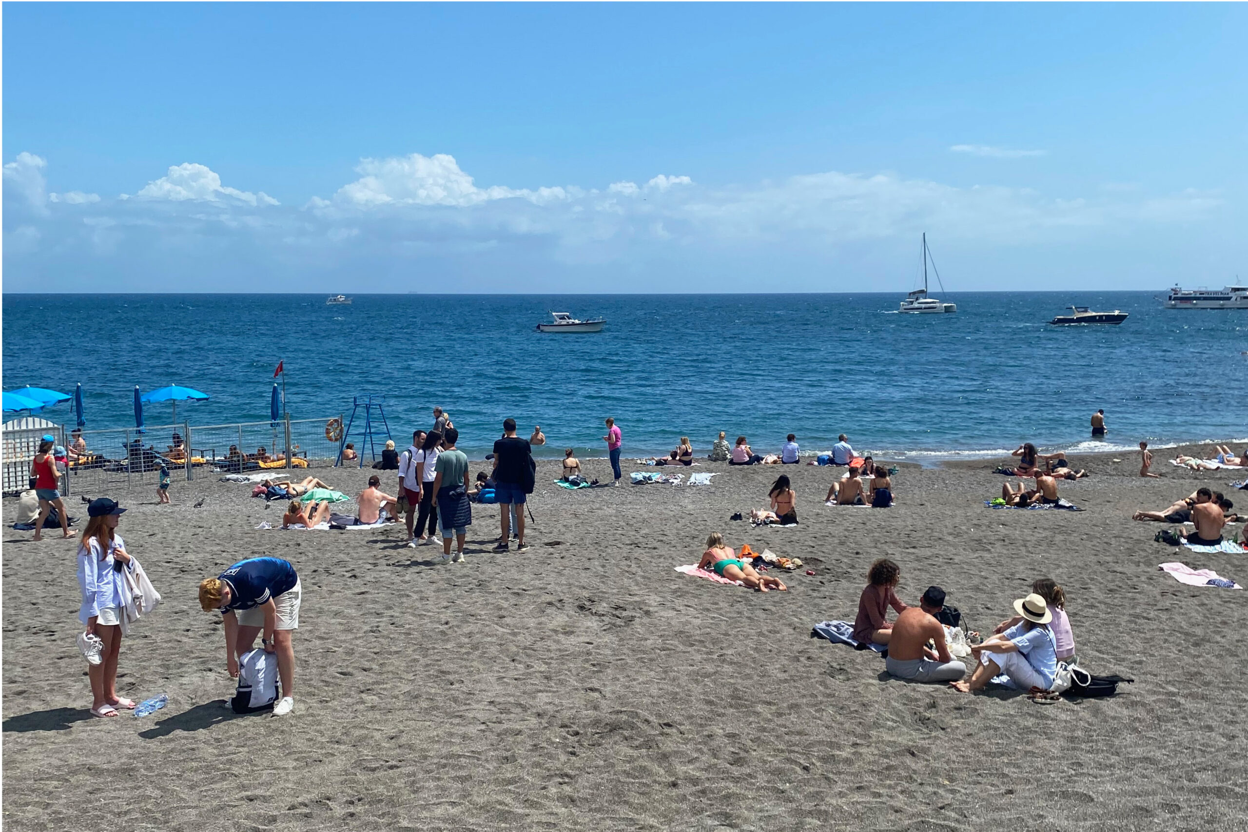 People at the beach in Amalfi, Italy