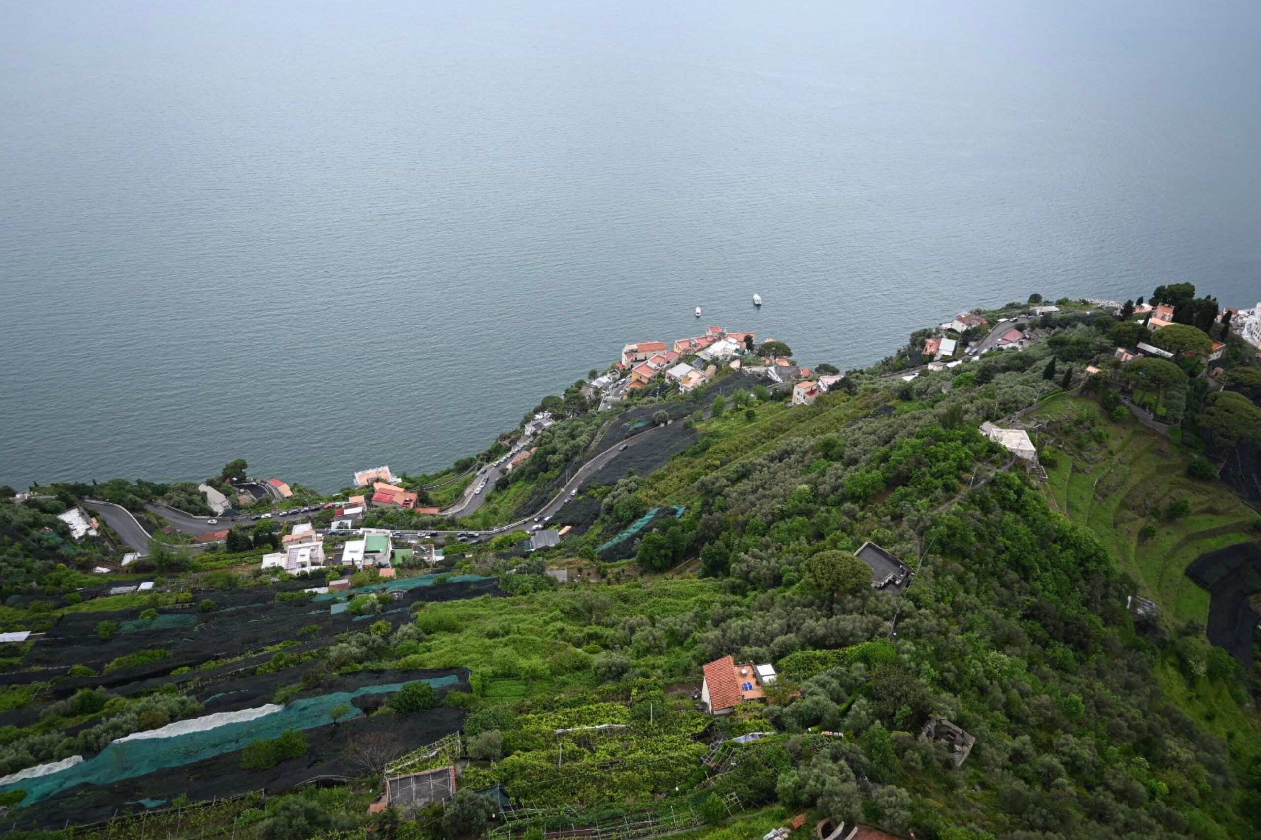 View of the below town from Ravello in Italy's Amalfi Coast 